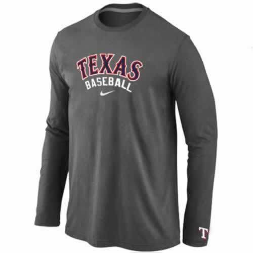 Texas Rangers Long Sleeve T-Shirt D.Grey - Click Image to Close
