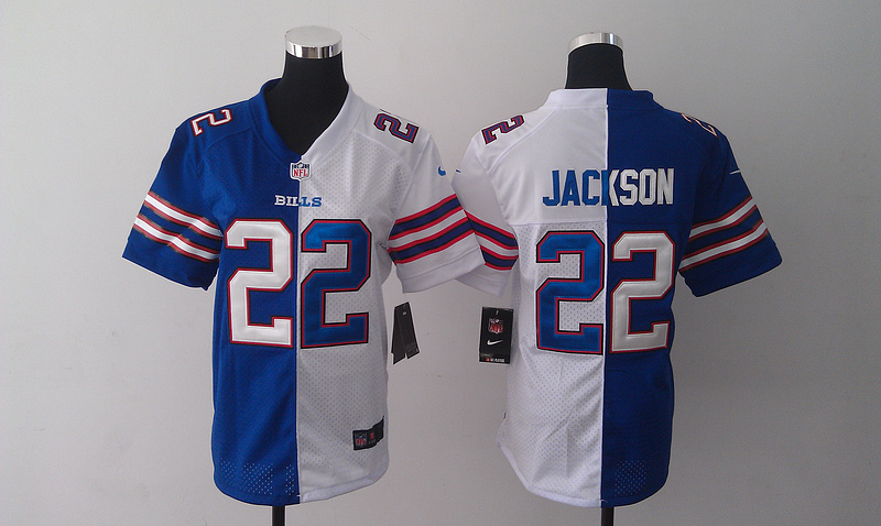 Nike Bills 22 Jackson Blue And White Women Split Jerseys