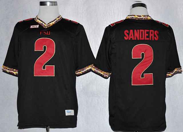 Florida State Seminoles (FSU) Deion Sanders 2 College Black Jerseys - Click Image to Close