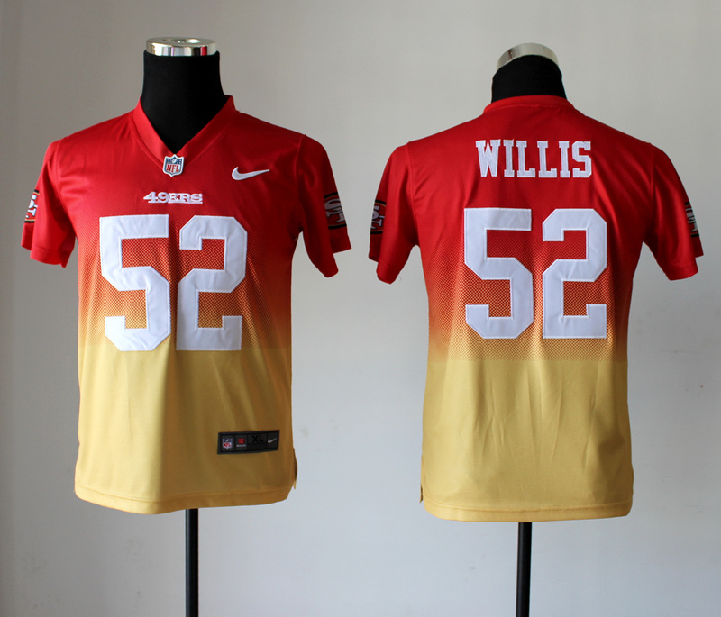 Nike 49ers 52 Willis Red And Gold Drift II Kids Jerseys