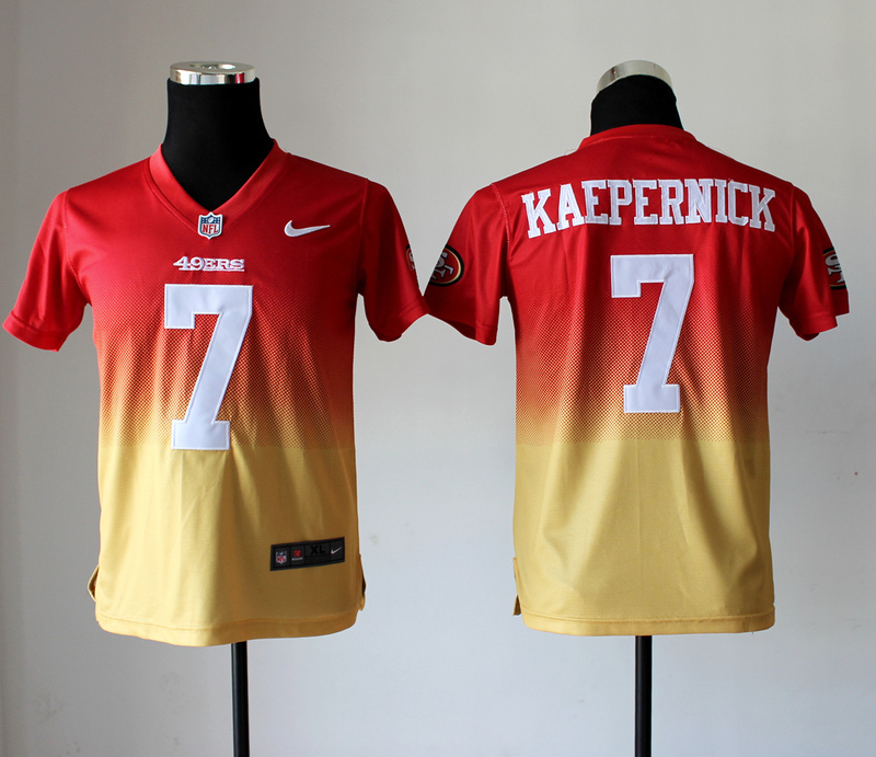 Nike 49ers 7 Kaepernick Red And Gold Drift II Kids Jerseys