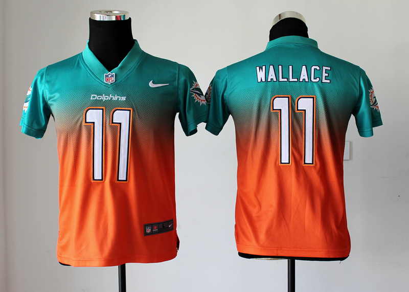 Nike Dolphins 11 Wallace Green And Orange Drift II Kids Jerseys