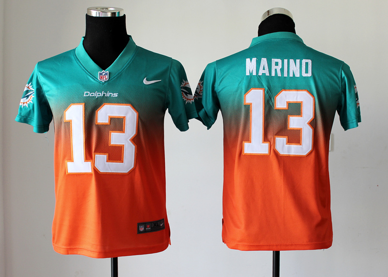 Nike Dolphins 13 Marino Green And Orange Drift II Kids Jerseys
