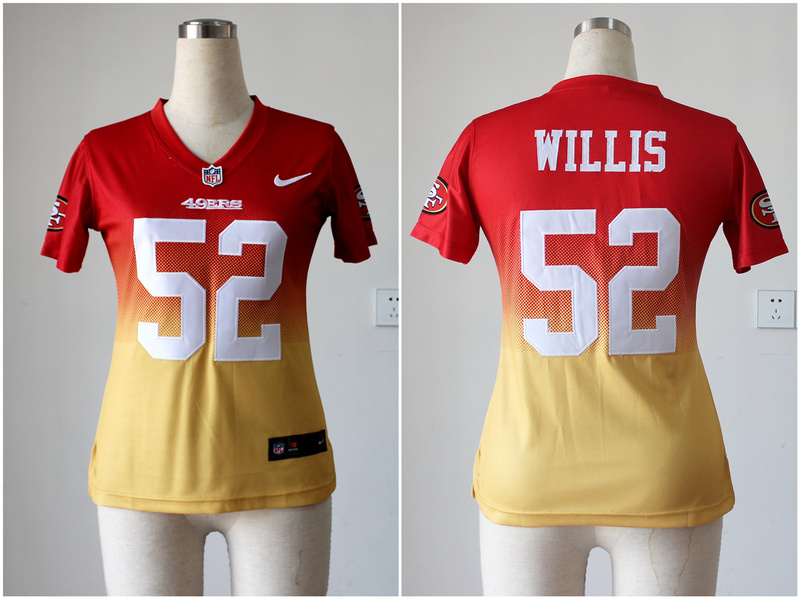 Nike 49ers 52 Willis Red And Gold Drift II Women Jerseys