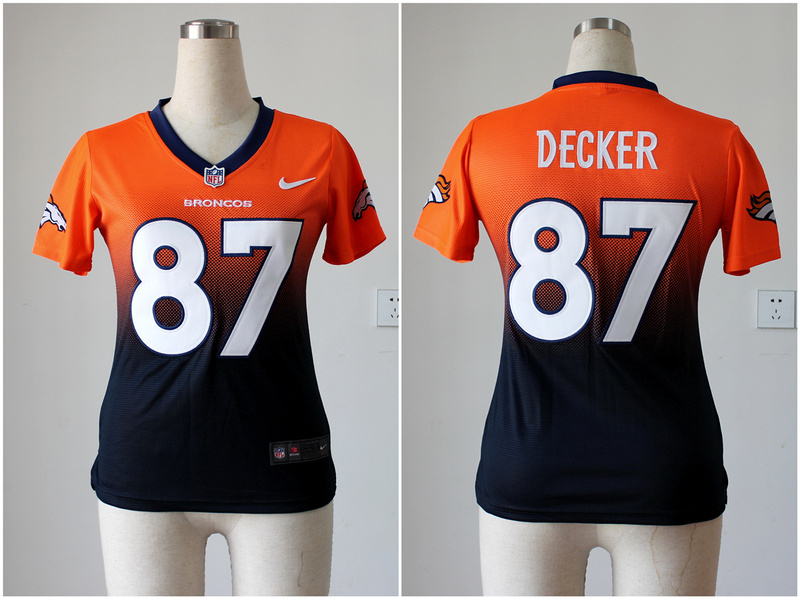 Nike Broncos 87 Decker Orange And Blue Drift II Women Jerseys