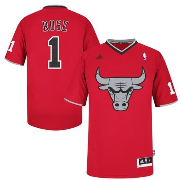 Bulls 1 Rose Red Christmas Edition Jerseys