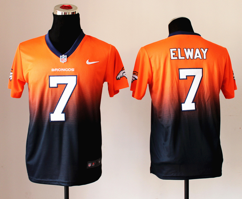 Nike Broncos 7 Elway Orange And Blue Drift II Kids Jerseys