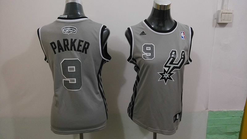 Spurs 9 Parker Grey Women Jersey