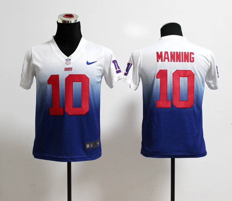 Nike Giants 10 Manning White And Blue Drift II Kids Jerseys
