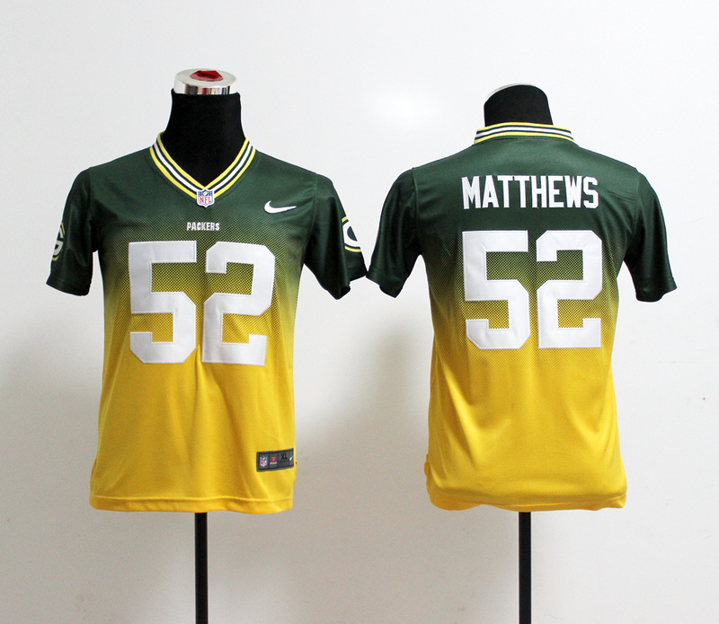 Nike Packers 52 Matthews Green And Gold Drift II Kids Jerseys