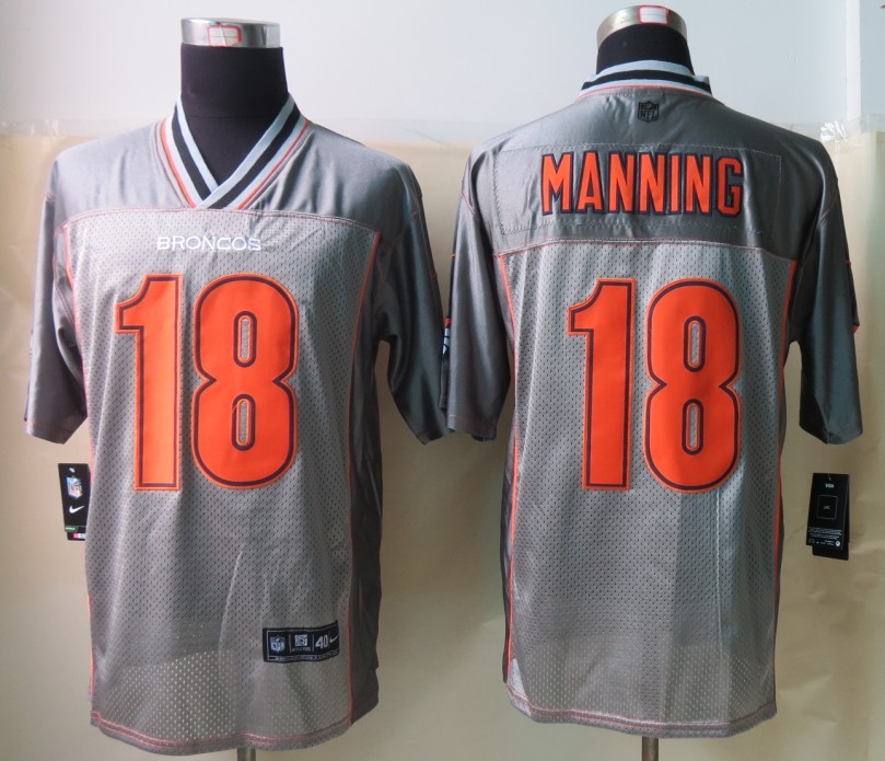 Nike Broncos 18 Manning Grey Vapor Elite Jersey