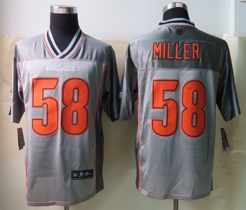 Nike Broncos 58 Miller Grey Vapor Elite Jersey