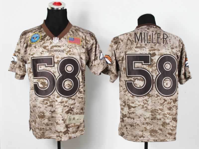 Nike Broncos 58 Miller US Marine Corps Camo Elite With Flag Patch Jerseys
