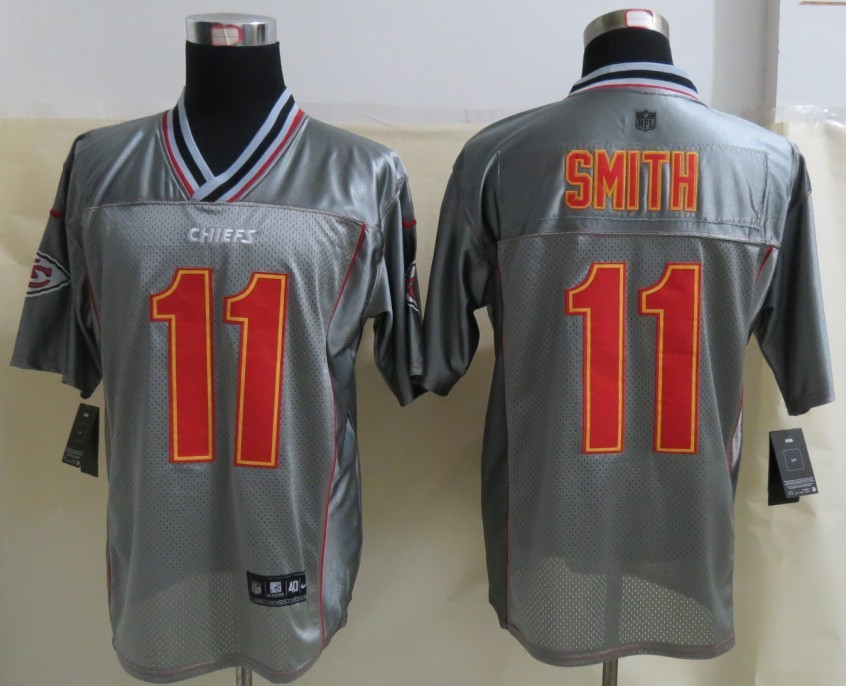 Nike Chiefs 11 Smith Grey Vapor Elite Jerseys