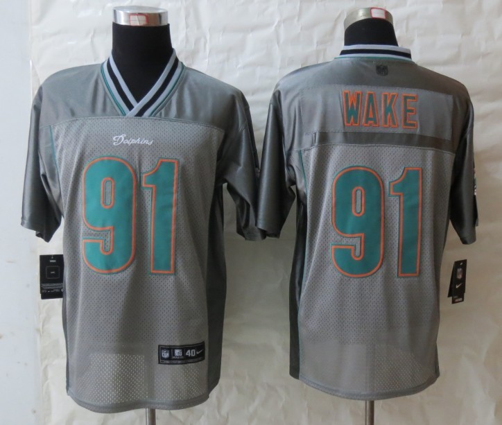 Nike Dolphins 91 Wake Grey Vapor Elite Jerseys Nike Dolphins 91 Wake Grey Vapor Elite Jerseys
