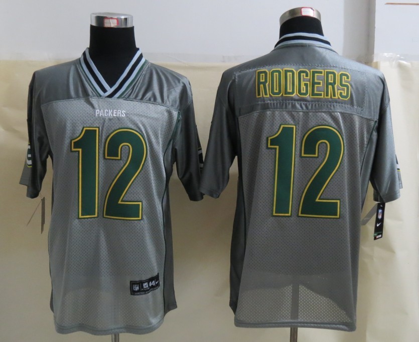 Nike Packers 12 Rodgers Grey Vapor Elite Jerseys
