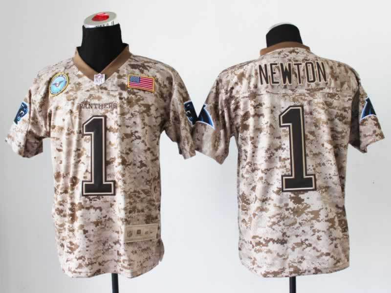 Nike Panthers 1 Newton US Marine Corps Camo Elite With Flag Patch Jerseys