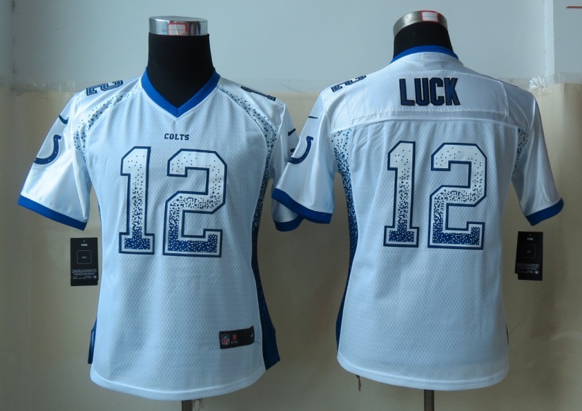 Nike Colts 12 Luck Drift Fashion White Women Jerseys - Click Image to Close