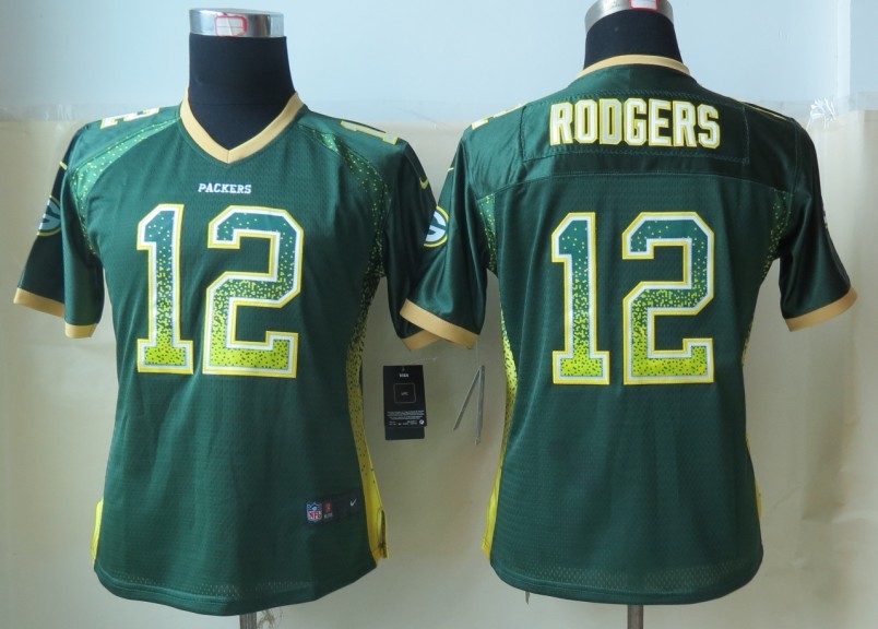 Nike Packers 12 Rodgers Drift Fashion Green Women Jerseys
