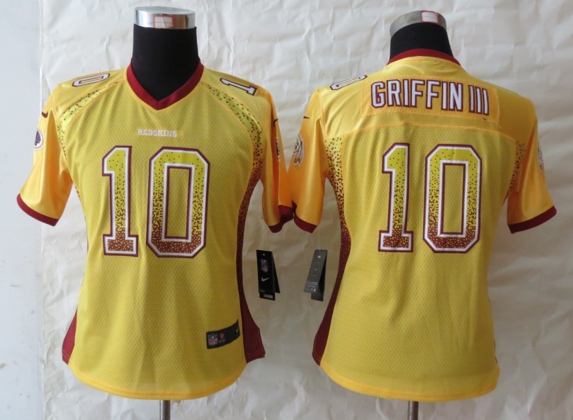 Nike Redskins 10 Griffin III Drift Fashion Gold Women Jerseys