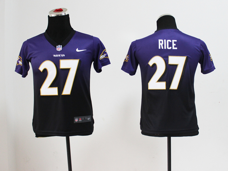 Nike Ravens 27 Rice Purple And Black Drift II Kids Jerseys