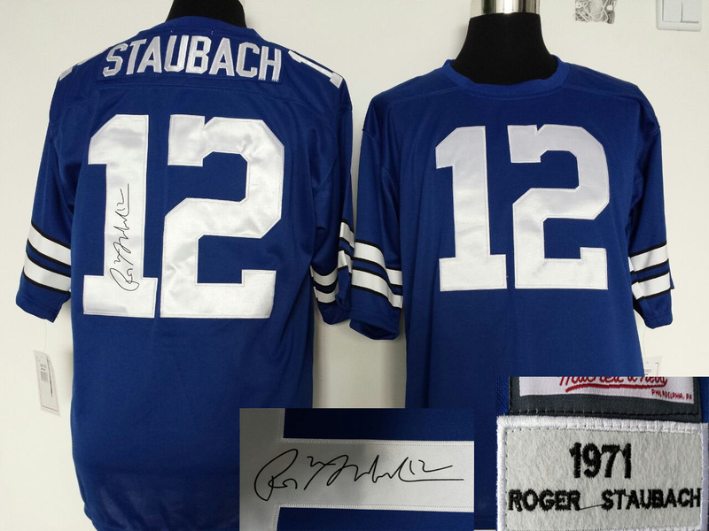 Colts 12 Staubach Blue Signature Edition M&N Jerseys