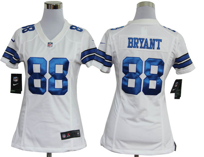 Nike Cowboys 88 Bryant White Women Limited Jerseys