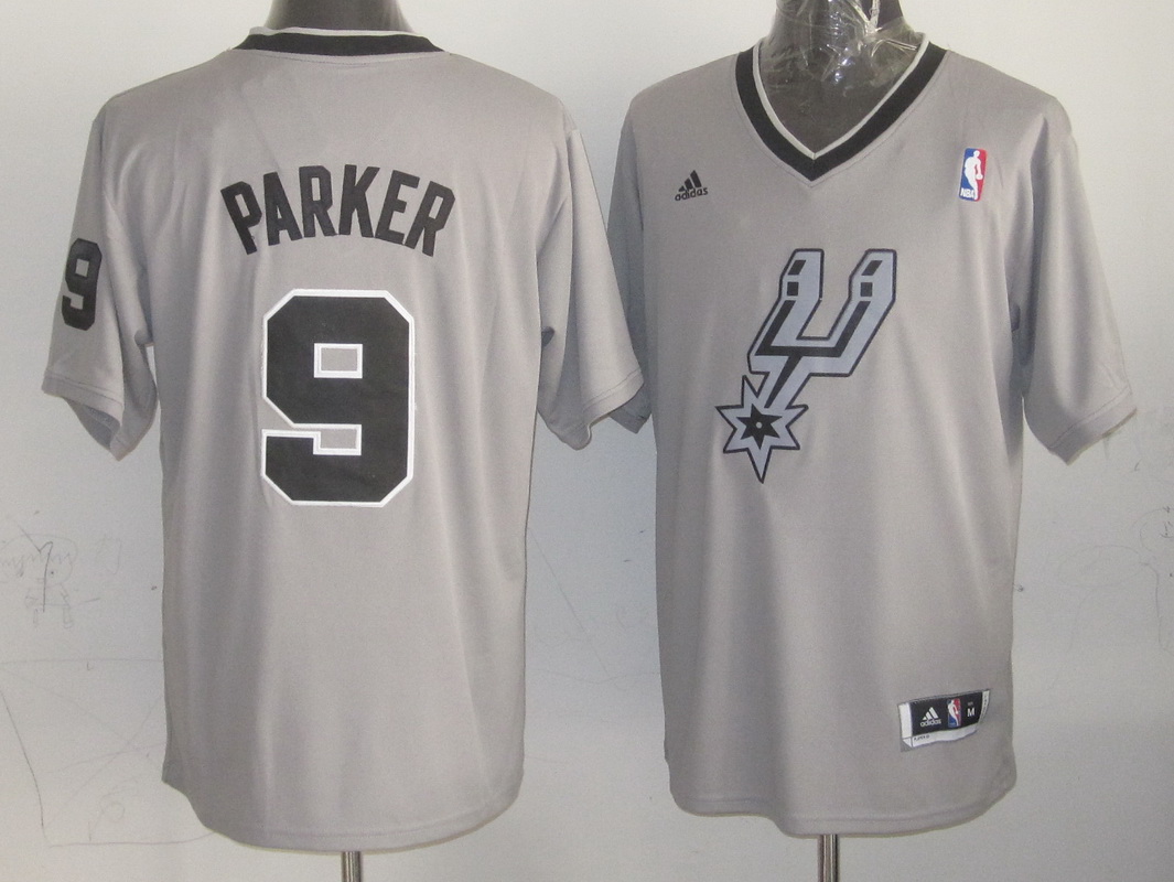 Spurs 9 Parker Grey Christmas Edition Jerseys