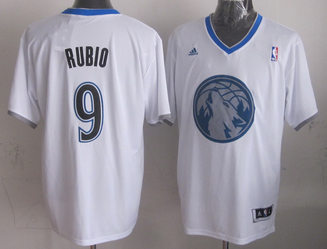 Timberwolves 9 Rubio White Christmas Edition Jerseys