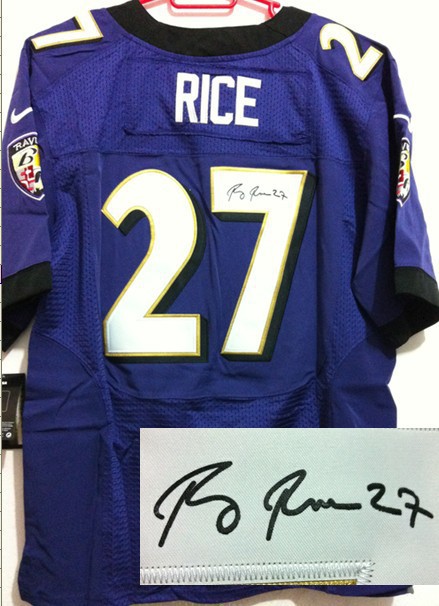 Nike Ravens 27 Rice Purple Signature Edition Elite Jerseys