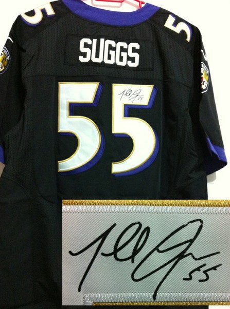 Nike Ravens 55 Suggs Black Signature Edition Elite Jerseys
