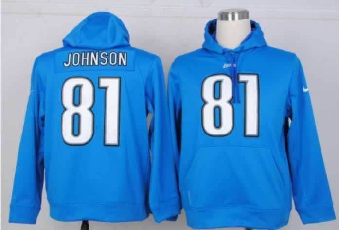 Nike Lions 81 Johnson Blue Pullover Hoodies