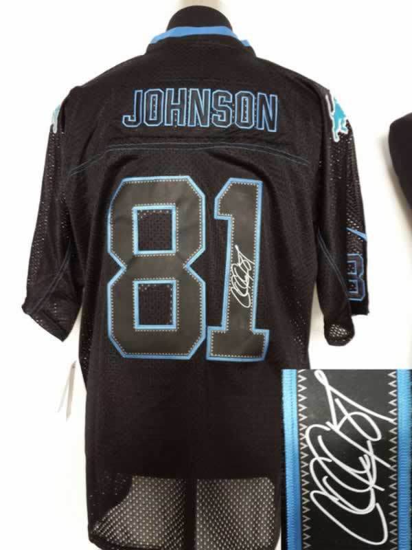 Nike Lions 81 Johnson Lights Out Black Signature Edition Elite Jerseys