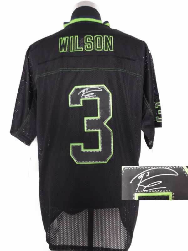 Nike Seahawks 3 Wilson Lights Out Black Signature Edition Elite Jerseys