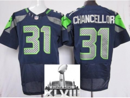 Nike Seahawks 31 Kam Chancellor Blue Elite 2014 Super Bowl XLVIII Jerseys