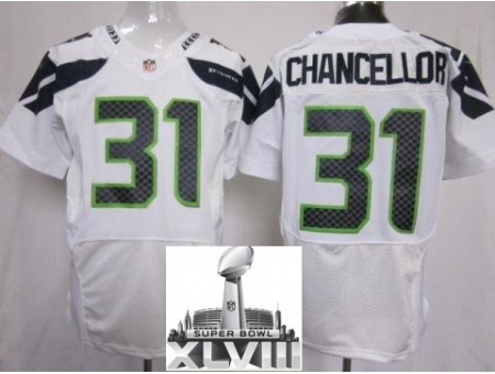 Nike Seahawks 31 Kam Chancellor White Elite 2014 Super Bowl XLVIII Jerseys
