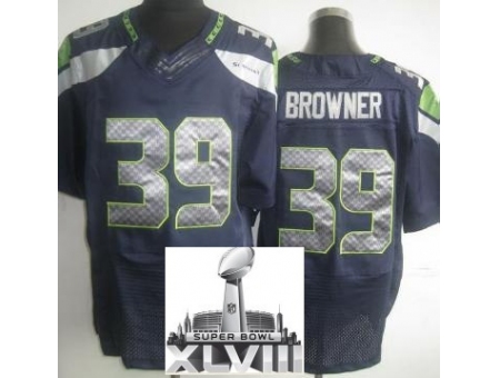 Nike Seahawks 39 Brandon Browner Elite Blue 2014 Super Bowl XLVIII Jerseys