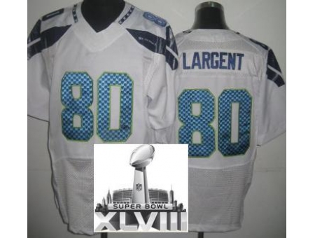 Nike Seahawks 80 Steve Largent White Elite 2014 Super Bowl XLVIII Jerseys