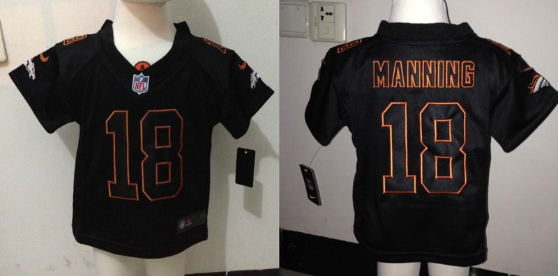 Nike Broncos 18 Manning Black Toddler Game Jerseys