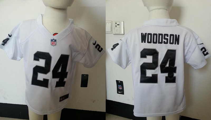 Nike Raiders 24 Woodson White Toddler Game Jerseys