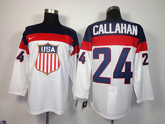 USA 24 Callahan White 2014 Olympics Jerseys