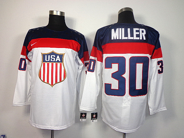 USA 30 Miller White 2014 Olympics Jerseys