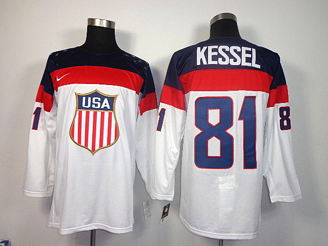 USA 81 Kessel White 2014 Olympics Jerseys
