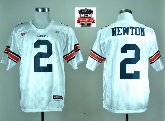 Under Armour Auburn Tigers Cameron Newton 2 White College Football Jersey With 2014 BCS Patch