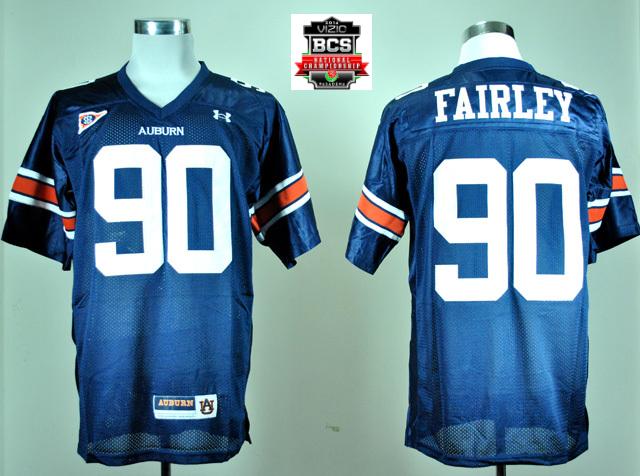 Under Armour Auburn Tigers Nick Fairley 90 Navy Blue College Football Jersey With 2014 BCS Patch