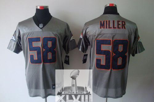 Nike Broncos 58 Miller Grey Elite 2014 Super Bowl XLVIII Jerseys