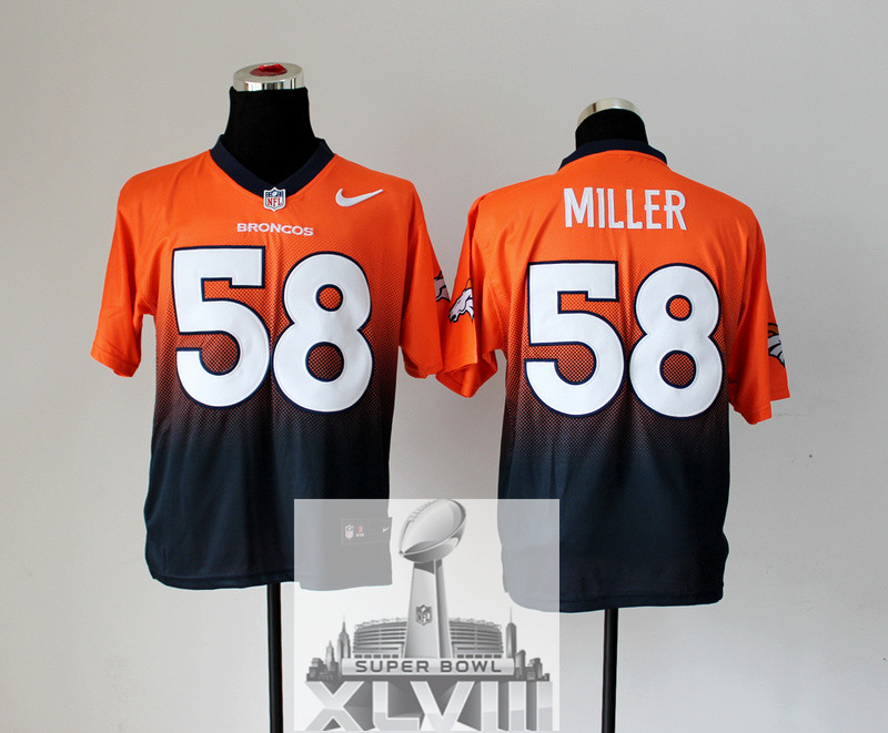 Nike Broncos 58 Miller Orange And Black Drift Fashion Elite 2014 Super Bowl XLVIII Jerseys