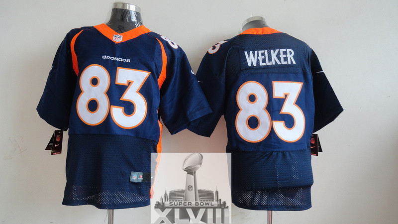 Nike Broncos 83 Welker Blue Elite 2014 Super Bowl XLVIII Jerseys
