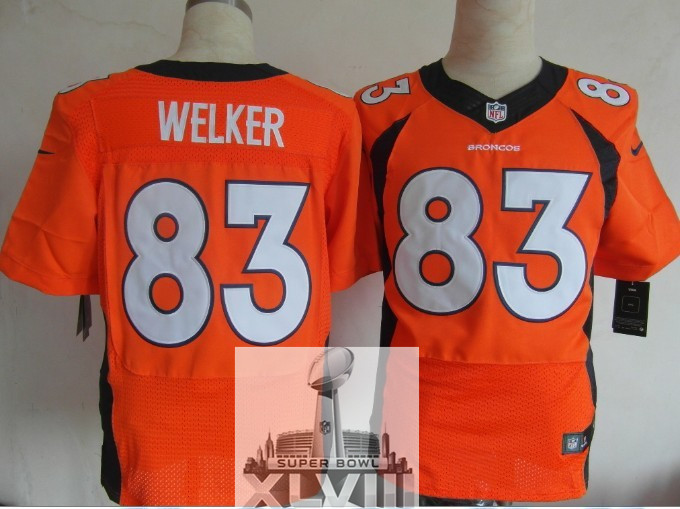 Nike Broncos 83 Welker Orange Elite 2014 Super Bowl XLVIII Jerseys