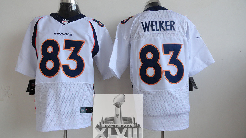 Nike Broncos 83 Welker White Elite 2014 Super Bowl XLVIII Jerseys